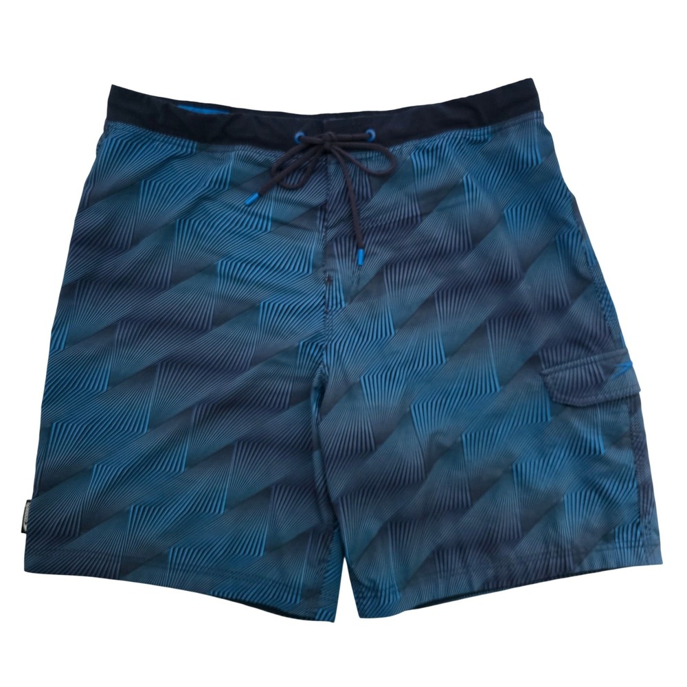 Speedo Men's Blue Geometric Activeflex Board Shorts Swim Trunks Size 38